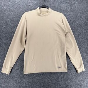 XGO Sweater Mens S Beige Mock Neck Pullover Long Sleeve Casual Base Layer Work